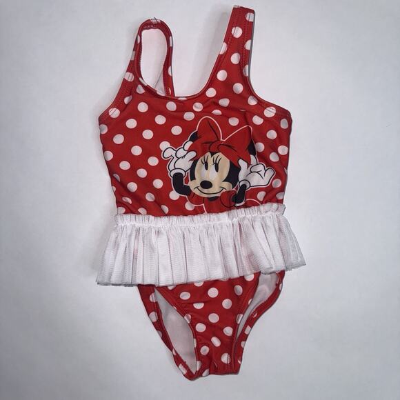 Minnie Mouse Baby Girl Polka Dot Tutu One Piece Swimsuit Size 18M - Picture 1 of 5
